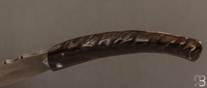Couteau " Berger " pliant par José Viale - Lame Damas et corne de bélier