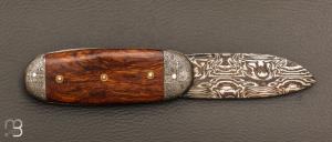    Couteau " Bouledogue" de Jean Pierre Veysseyre - Bois de fer et lame damas 