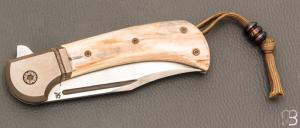  Couteau " Bullet " pliant de Gudy van Poppel - Ivoire de mammouth et Böhler N690
