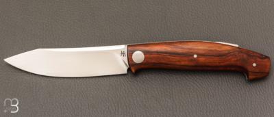  Couteau " Burpee " lock back custom par Frédéric Collin - Bois de fer et lame en RWL34