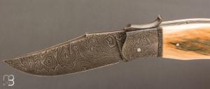 Couteau " Champagny " custom à palanquille de Jérôme Bellon - Mammouth et damas