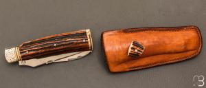   Couteau " Chasse bi-lame " pliant fait main par Bastien Toubhans - Atelier Beau Merle