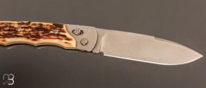   Couteau " Explorateur " custom par Éric Parmentier - Bois de cerf et lame en niolox