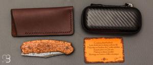 Couteau " Front flipper " par Fabrice Delbart - Forge Celtique - Bouleau de carélie et Damas W