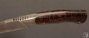  Couteau de camp " Intégral " par Mickaël Moing - Loupe de bouleau stabilisé et lame en 100C6