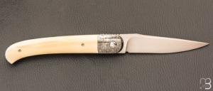 Couteau " Interprétation Laguiole " custom de Stéphane Sagric - Ivoire de Mammouth et RWL-34