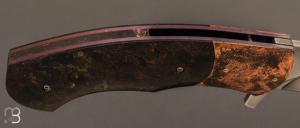 Couteau " Kukri folder " custom pliant par Milan Mozolic - WW2 Rag micarta et bronze