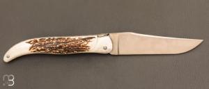  Couteau " Laguiole Grand Air 14,5 cm" par Rozelier Fabien - Ty Coutelier - Bois de cerf