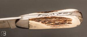   Couteau " Le Manu " par La Bonne Trempe - Bois de cerf et 14c28