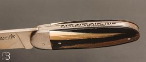 Couteau " Le Manu " par La Bonne Trempe - Mammouth résine et 14c28