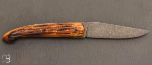   Couteau " Le Passager " de Pierre Thomas - Atelier Odae - Os cerfé et 14c28N