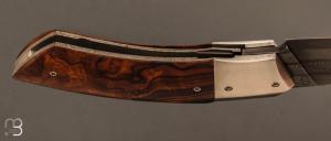 Couteau  "  Liner-Lock custom " par Florian Dreyer FD-Knives - Bois de fer et damas