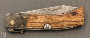   Couteau  " Navaja Teja" par Jesus Granda - Vieux chêne et lame damas