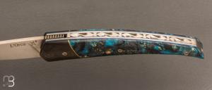 Couteau  " ORCA " pliant par l'Atelier Les 2 Diables - Fibre de carbone / Loupe de peuplier et 14c28n