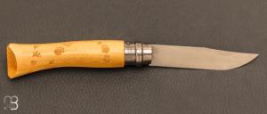   Couteau Opinel N°7 gravure empruntes - Manche en buis