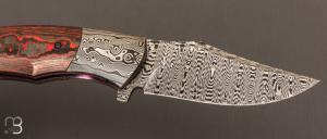   Couteau " Ovophis  " custom pliant par Milan Mozolic - Fatcarbon et Damas