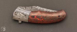   Couteau " Ovophis  " custom pliant par Milan Mozolic - Fatcarbon et Damas