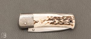   Couteau " Pitigrow  " par Les Couteliers de Fontainebleau - Bois de cerf