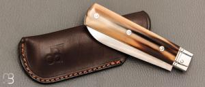 Couteau " Pradel " de collection par Bertrand Grzegorzek - Corne blonde