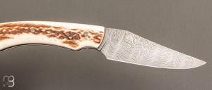   Couteau " Sionvillois " cran carré de Sylvain Petit - Les Couteaux du Mitou - Cerf et damas