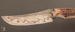  Couteau " Sparus " fixe forgé par Guy Poggetti - Bois de cerf et C105