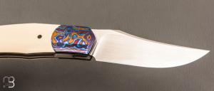  Couteau  " Stan " custom par Maxime Belzunce - Vieux micarta et lame en RWL34