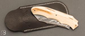   Couteau " Tetrao " custom par Cyril Doche - Mammouth et damas plume