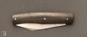   Couteau " Trappeur " custom à cran plat de Julien Baillon - Fibre de carbone et RWL34