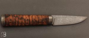  Couteau " Viking " style Puukko pliant des Forges d'Haraldr - Loupe de noyer et damas