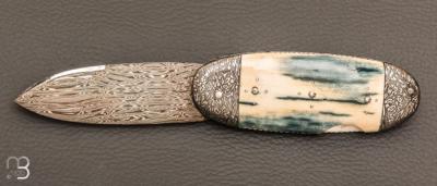   Couteau " Bouledogue" de Jean Pierre Veysseyre - Ivoire de mammouth et lame damas