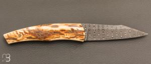   Couteau " custom " de Alain & Joris Chomilier - Ivoire de mammouth et damas "spirographe" de Vegas Forge