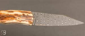   Couteau " custom " de Alain & Joris Chomilier - Ivoire de mammouth et damas "spirographe" de Vegas Forge