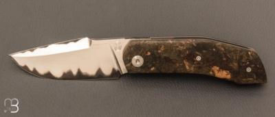 Couteau  "  Liner-Lock  " Old military micarta et Sandinox par Richard Soler