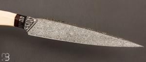  Couteau " custom " fixe de Berthelemy Gabriel - La Forge Agab - Ivoire de mammouth et damas 