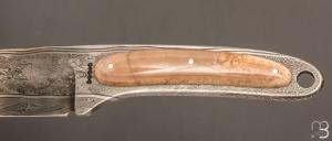   Couteau custom fixe de Hank Knickmeyer- Morse et damas