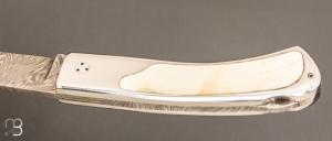   Couteau " custom " lock back par Christian Penot - ivoire de phacochère et lame damas