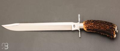     Dague de chasse 30 cm en bois de cerf par Jacques Mongin