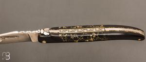Couteau Laguiole en Aubrac Prestige modèle Onyx Gold & Ebène