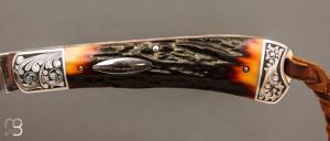 Couteau de poche " Single Blade Trapper " par Bill Ruple - Gravure Joe Mason