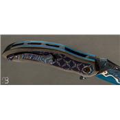 Couteau pliant custom de Peter Martin - Blued Lava Lamp Damascus