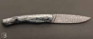  Couteau " 1820 damas " - 200 ans Maison Berthier - Os de girafe et Damasteel