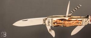  Couteau Bouledogue Véritable "Issarinox" 6 pièces - Bois de cerf