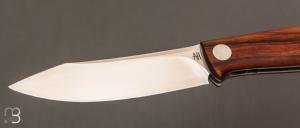  Couteau " Burpee " lock back custom par Frédéric Collin - Bois de fer et lame en RWL34