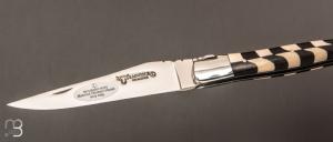 Couteau " Damier " par Laguiole en Aubrac - Ebène/ivoire de mammouth