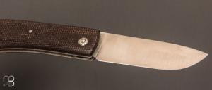  Couteau " Le Dodu  " à cran plat par Frédéric Maschio - Micarta jute et C130