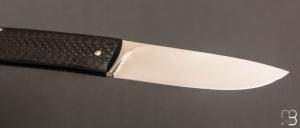  Couteau " Drop " slipjoint  custom par Raphaël Durand - Fibre de carbone et RWL-34