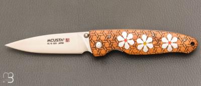  Couteau " Hana Flower liner lock " par Mcusta - Bambou et VG10 - Pièce Unique