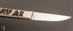   Couteau " Hemi  " pompe arrière par Nicolas Couderc - Molaire de mammouth et lame RWL-34