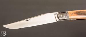 Couteau " Laguiole 12CM 3 pièces  " custom de Jérôme Bellon - Ivoire de mammouth / damas et RWL34