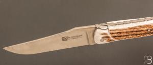  Couteau " Laguiole Grand Air 14,5 cm" par Rozelier Fabien - Ty Coutelier - Bois de cerf